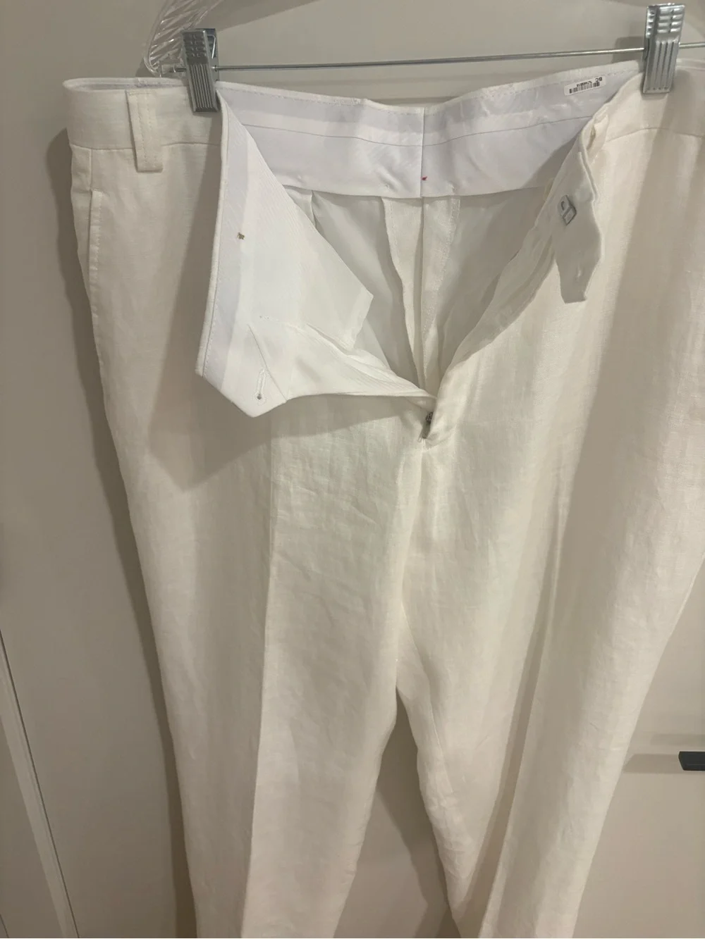 Lauren Ralph Lauren White 100% Linen Trouser Pants Beach Wedding Resort 40 x 32